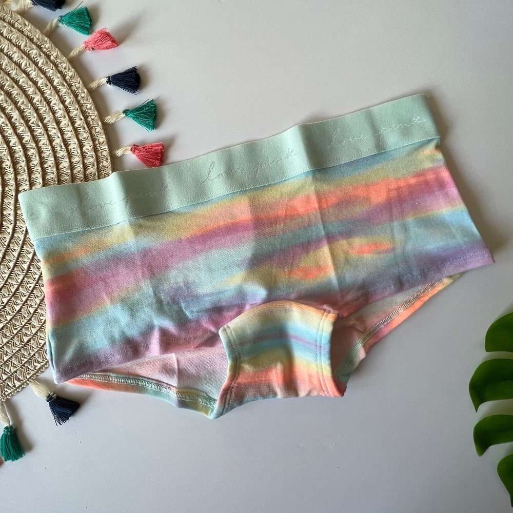 Victoria's Secret PINK Logo Boyshort Panty Pink Bubble Sunset Large NEW